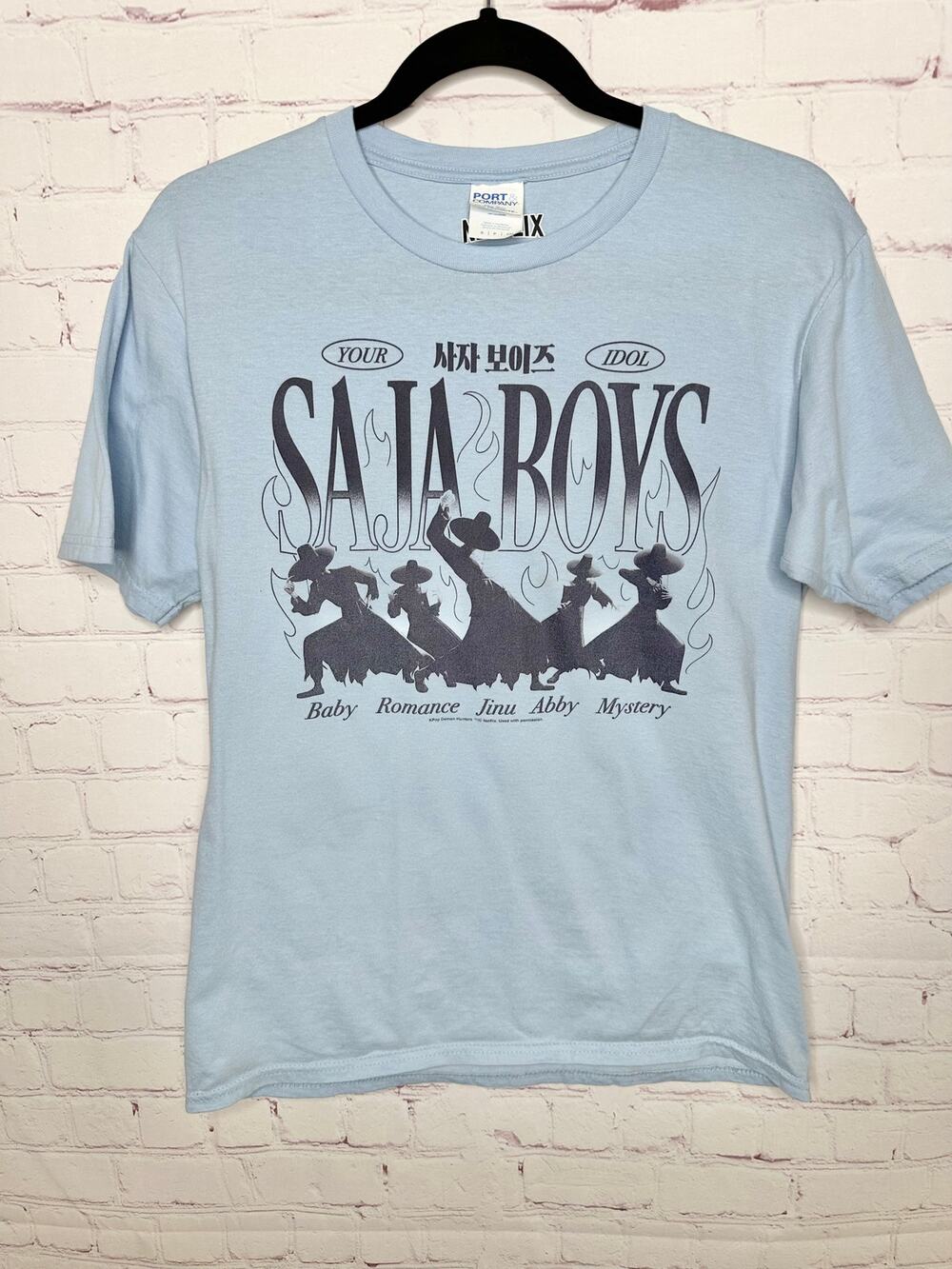 Netflix Kpop Demon Hunters Saja Boys Light Blue Tshirt Men's Small Boys XL